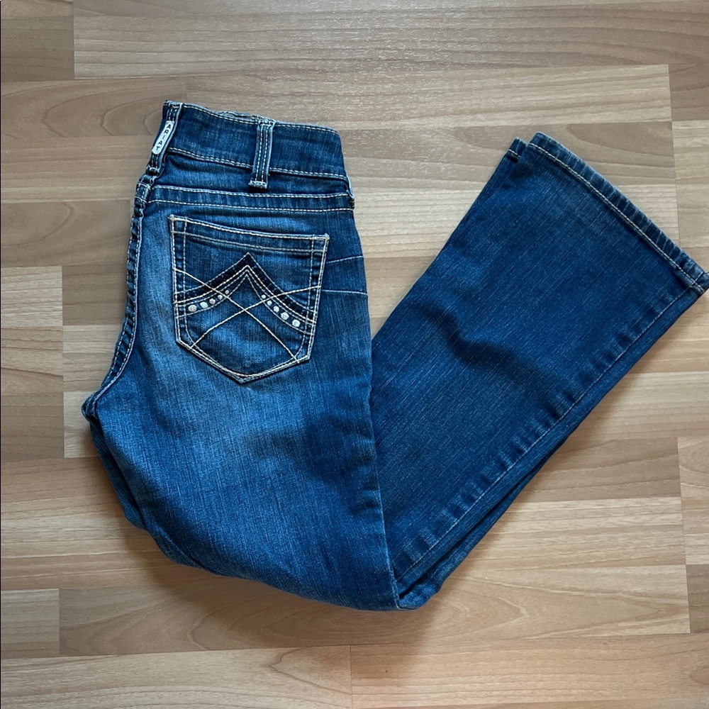 28S Ariat REAL Women's Dark Blue Boot Cut Jeans